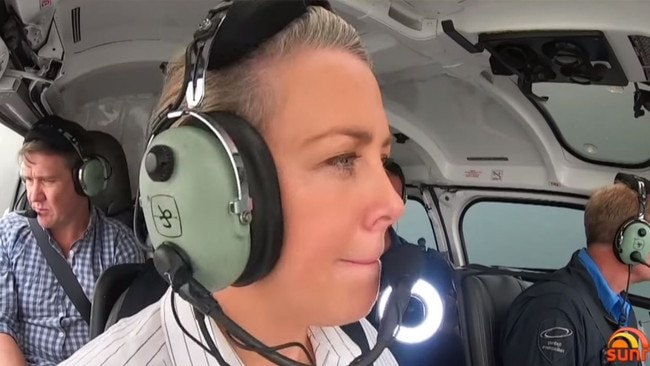 Samantha Armytage in the chopper for Seven’s Sunrise yesterday. Picture: Supplied