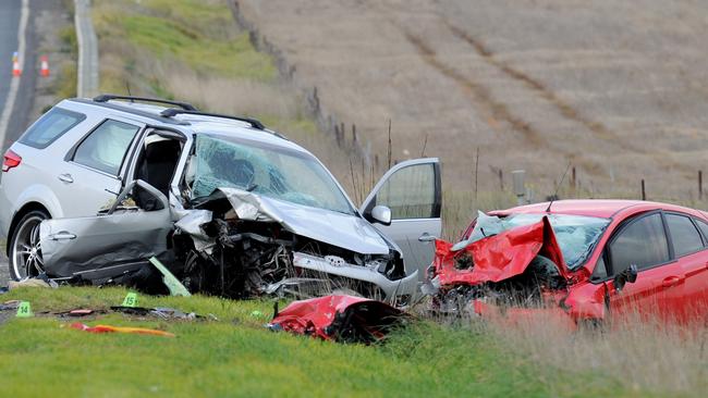 The scene of a horrific Truganina crash where two children were killed in July. Picture: Andrew Henshaw