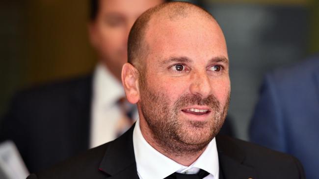 George Calombaris leaves the Downing Centre Court in Sydney last Friday.