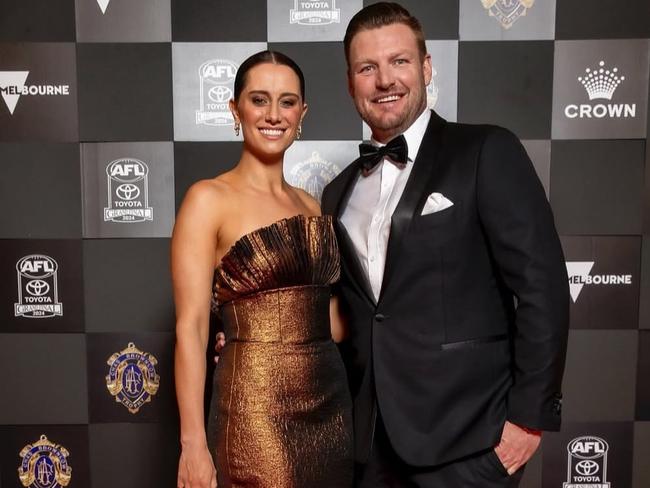 Sam and Brittany Groth on the Brownlow red carpet in 2024. Picture: Instagram