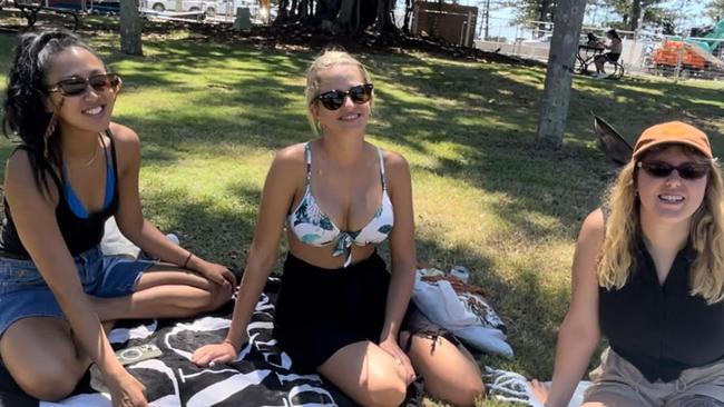 Gold Coast residents Sara Vardanega, Anita Benton and Renae Bernardo said the construction was “definitely a nightmare”, but that it didn't deter them from going to Burleigh Heads