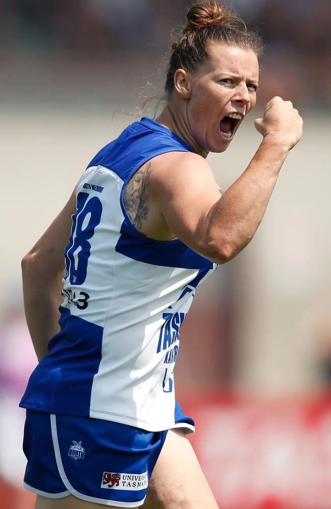 Gibson loves a goal and is always amongst it for the Roos. Picture: AFL Media/Getty Images