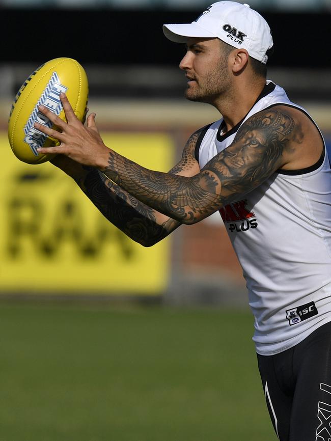 Corey Wingard trains at Alberton this week. Picture: AAP Image/Kelly Barnes