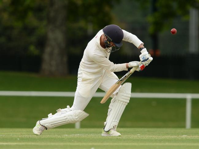 Matthew Brown defends with the straightest of bats.