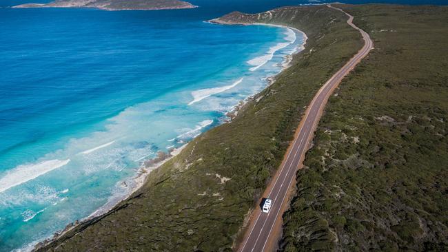 Aerial view of the Great Ocean Drive, west of Esperance