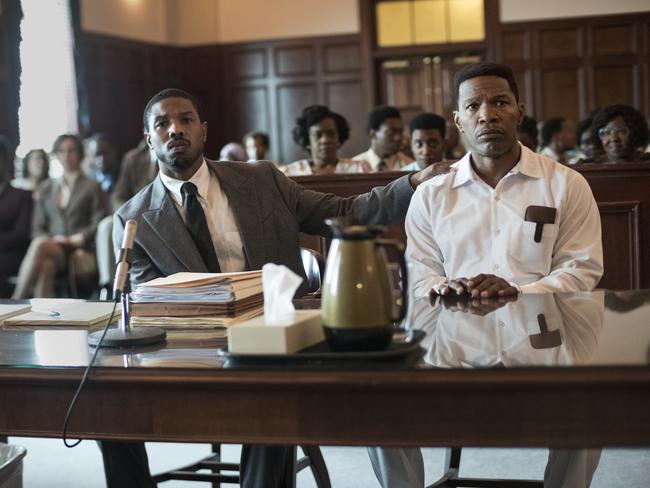 Michael B Jordan and Jamie Foxx in a scene from the movie Just Mercy. Picture: Warner Bros