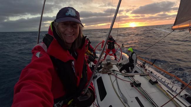 Mary-Ann Harvey and the Clockwork team during sailing preparation for the Rolex Sydney Hobart Yacht Race 2023.