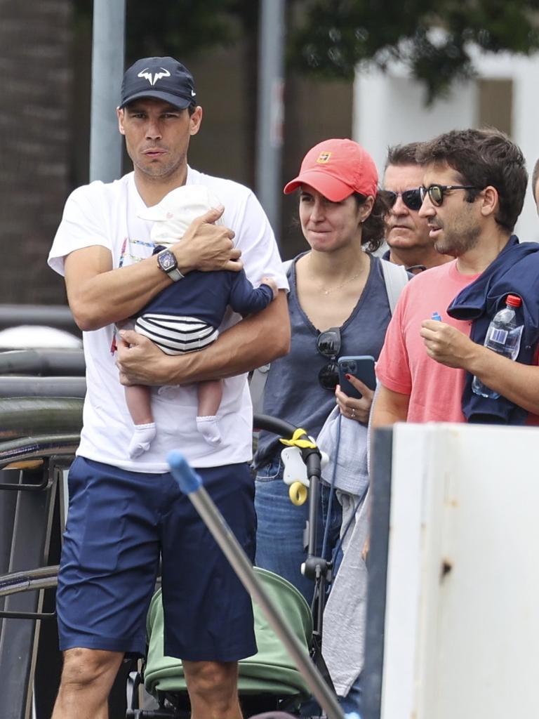 Rafael Nadal, wife Xisca and baby Rafa sightseeing on Sydney Harbour ...