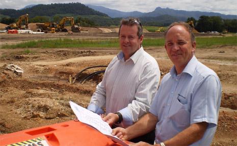 Riva Vue project manager Shaun Nicholson and marketing agent Lance Cotterill.