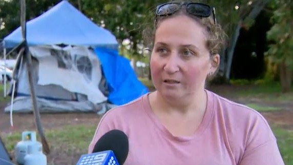 The Fletcher family have been living in a tent since September, moving around to different campsites. Picture: Channel 9