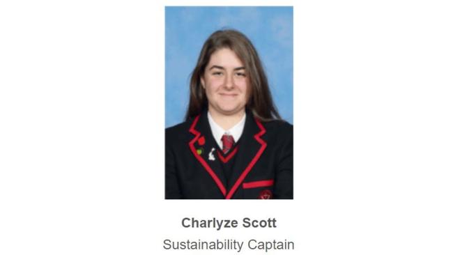 Balcombe Grammar School Sustainability captain for 2025: Charlyze Scott.