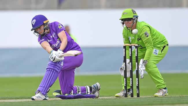 Heather Knight of the Hurricanes in action during the Women's Big Bash League match against the Sydney Thunder in Burnie. Picture: STEVE BELL/GETTY IMAGES