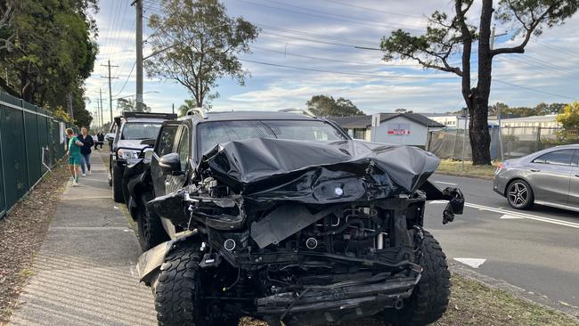 One of the cars involved in the incident at Moorebank. Picture: Eliza Barr