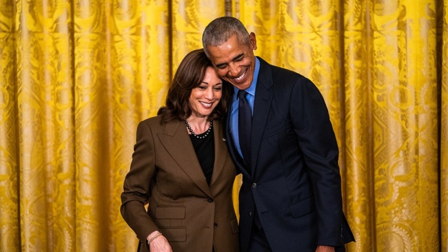 Harris with Obama in 2022. He has now endorsed her presidential campaign. Picture: Demetrius Freeman/The Washington Post via Getty Images/The Times