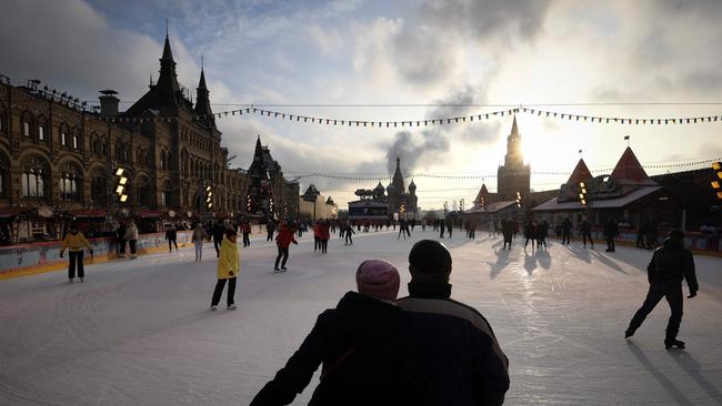 Ice skating is one of the most popular leisure activities in the world. Pictured are skaters at an outdoor rink in Moscow. Picture: Natalia Kolesnikova/AFP