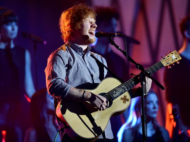 Ed Sheeran performs during the 29th ARIA Awards, at The Star, in Sydney.