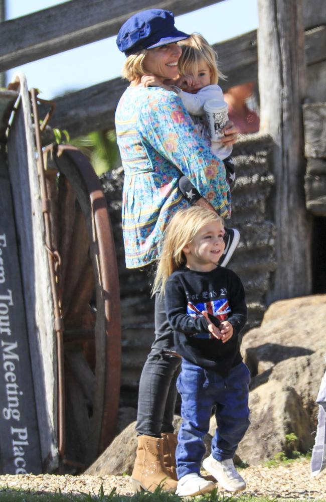 Elsa Pataky comforted one of the kids, with a coffee in hand. Picture: Media Mode Group