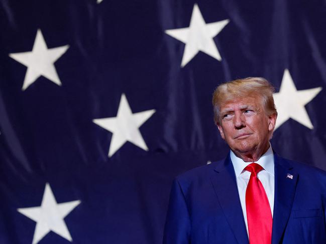 COLUMBUS, GEORGIA - JUNE 10: Former U.S. President Donald Trump arrives to deliver remarks to the Georgia state GOP convention at the Columbus Convention and Trade Center on June 10, 2023 in Columbus, Georgia. On Friday, former President Trump was indicted by a federal grand jury on 37 felony counts in Special Counsel Jack Smithâs classified documents probe.   Anna Moneymaker/Getty Images/AFP (Photo by Anna Moneymaker / GETTY IMAGES NORTH AMERICA / Getty Images via AFP)