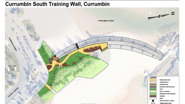 Gold Coast City Council announce a Currumbin Creek training wall and path upgrade. Photo: Supplied