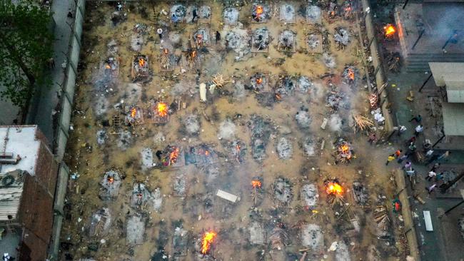 A cremation ground in New Delhi is filled with victims who lost their lives to COVID-19. Picture: Jewel SAMAD / AFP