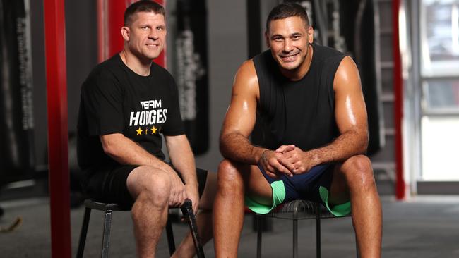 Justin Hodges with his trainer Gareth Williams. 