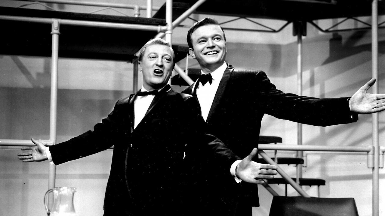 Comedian and television presenter Graham Kennedy with fellow presenter Bert Newton in a scene from In Melbourne Tonight, 1964.