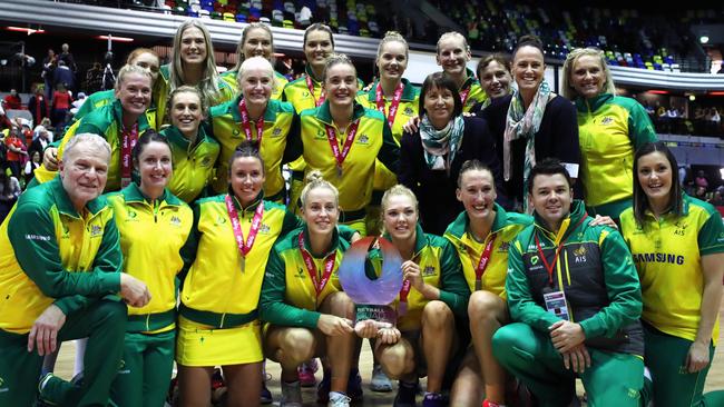 The Diamonds pose after winning the Quad Series. 