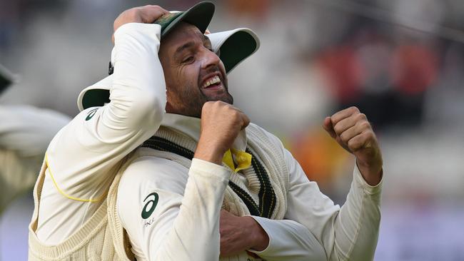 Nathan Lyon after Australia’s fourth Test victory. Picture: AFP Photo