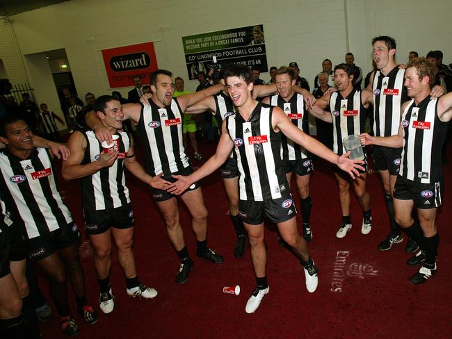 Collingwood v Brisbane Lions. MCG. Scott Pendlebury celebrates Collingwoods win.