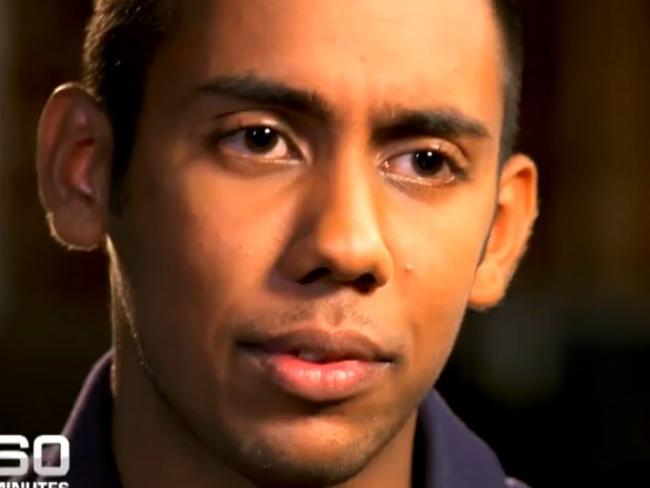 Joel Herat. Video still from an upcoming episode of Channel 9's 60 Minutes, interviewing victims, hostages and recreating scenes from the Sydney Lindt Cafe Siege. Picture: Channel 9 / 60 Minutes