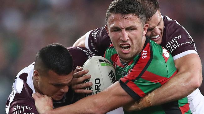 Sam Burgess was a powerhouse for the Rabbitohs. Picture: Getty Images