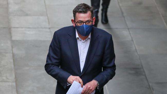 Former Victorian premier Daniel Andrews wearing a mask in 2020. Picture: Getty Images