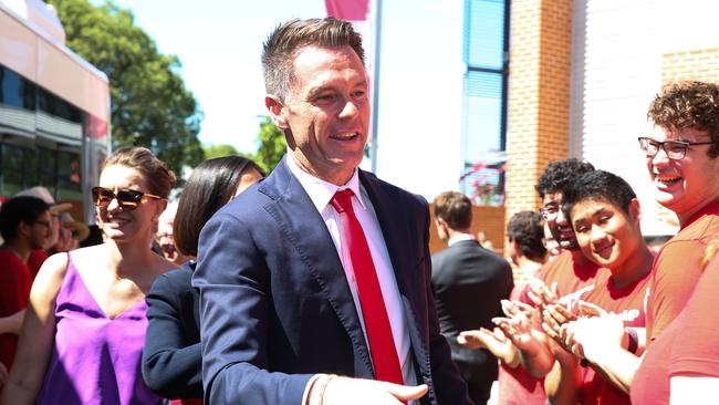 NSW Labor Leader Chris Minns meets the locals after a speech during the campaign rally in Parramatta. Picture: Newscorp Daily Telegraph / Gaye Gerard