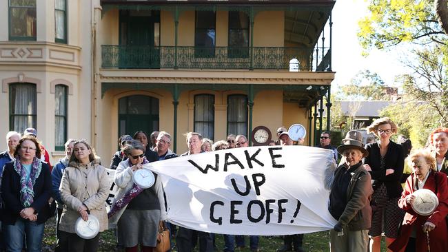 Heritage campaigners gather outside Willow Grove last year, calling for Parramatta MP Geoff Lee to help save the heritage-listed property. Picture: Danny Aarons