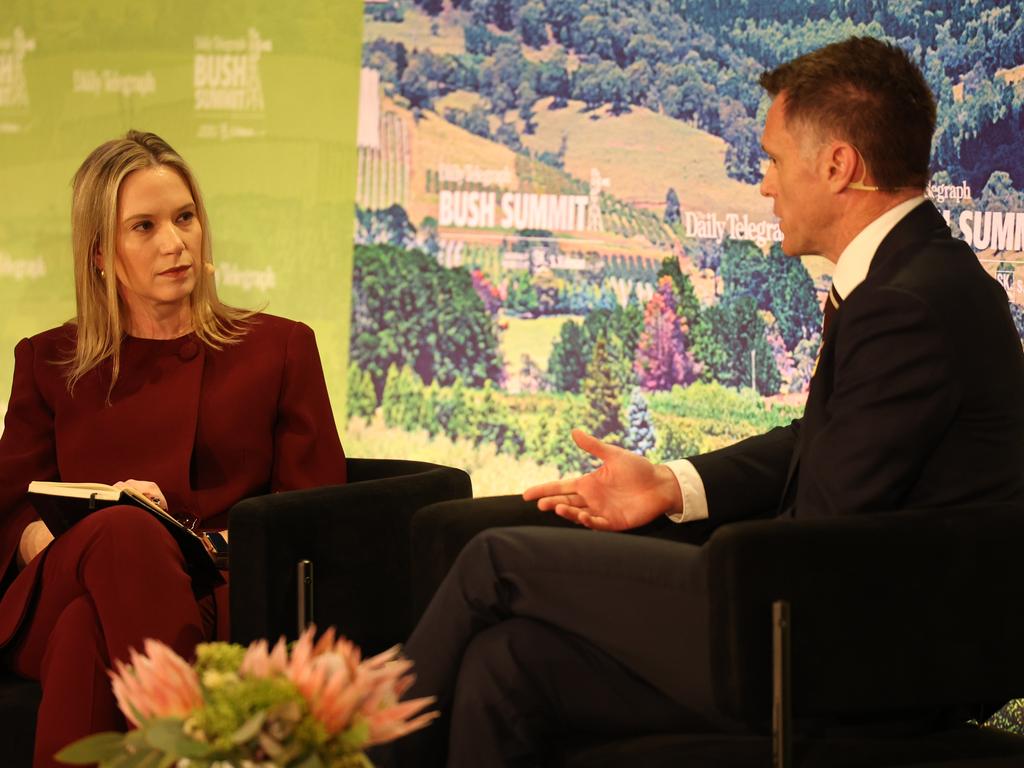 Weekend Telegraphs editor Anna Caldwell leads an on stage discussion with NSW Premier Chris Minns. Picture: Rohan Kelly