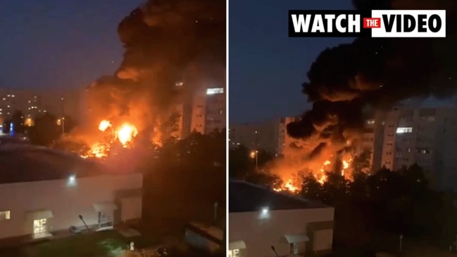 Shock moment Russian fighter jet crashes into apartments