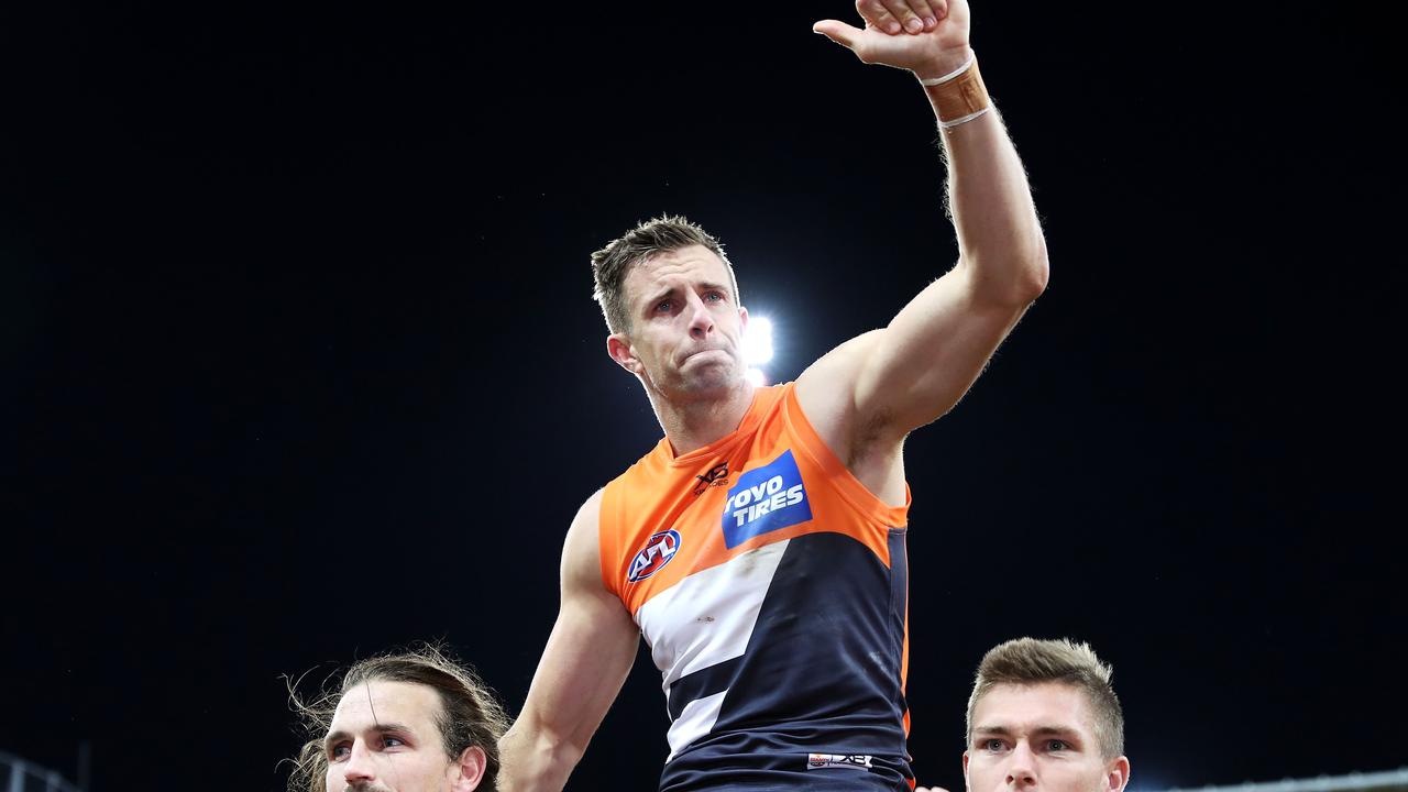 Brett Deledio after another calf injury earlier this monrht. Photo: Mark Kolbe/Getty Images