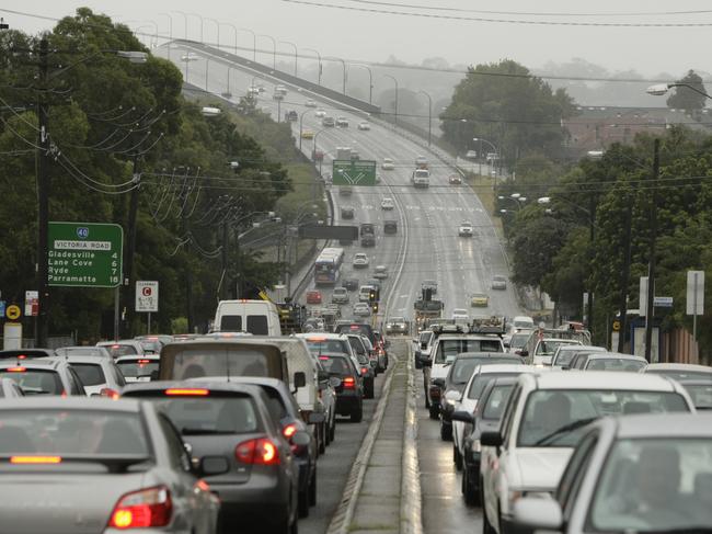 Pic taken at 8.30am of traffic on Victoria Road in Gladesville. Picture: Supplied.