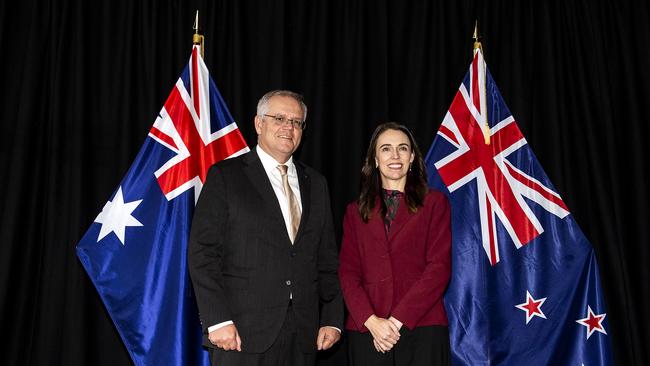 New Zealand Prime Minister Jacinda Ardern, right, and Australian Prime Minister Scott Morrison ahead of their annual talks in Queenstown, New Zealand earlier this week. Picture: Getty Images