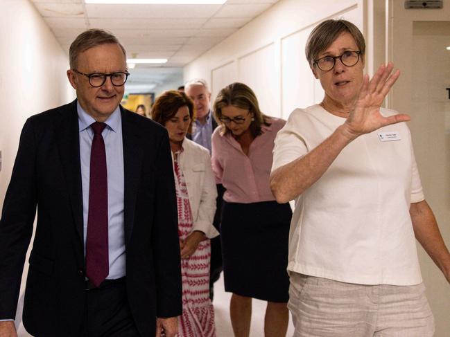 MELBOURNE, AUSTRALIA - FEBRUARY 3:  Australian Prime Minister Anthony Albanese (centre) visits Frankston Hospital on February 3, 2024 in Melbourne, Australia. The Dunkley federal electorate by-election in Australia is being viewed as a significant moment for both the government and the opposition, with political strategists and insiders emphasizing its importance as a test for the major parties and a potential indicator of future electoral performance. (Photo by Diego Fedele-Pool/Getty Images)