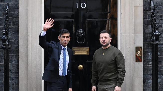 UK Prime Minister Rishi Sunak and Zelensky at Number 10. Picture: Getty Images