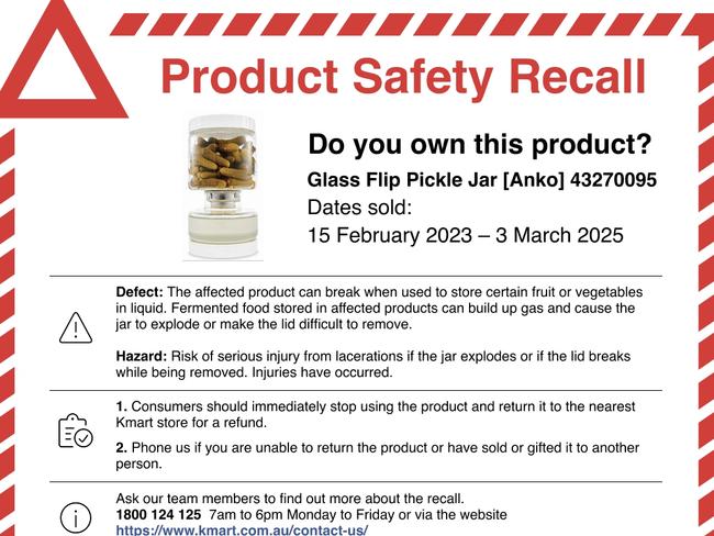 Kmart Australia released a statement recalling the product. Picture: Facebook