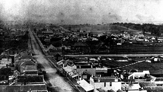 In the 1860's, a photographer climbed to the top of Prahran Town Hall's tower and took this shot of Chapel St looking north towards Toorak Rd in South Yarra.