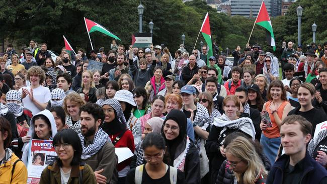 Pro-Palestine encampment protesters gather at the University of Sydney. Picture: Britta Campion/The Australian