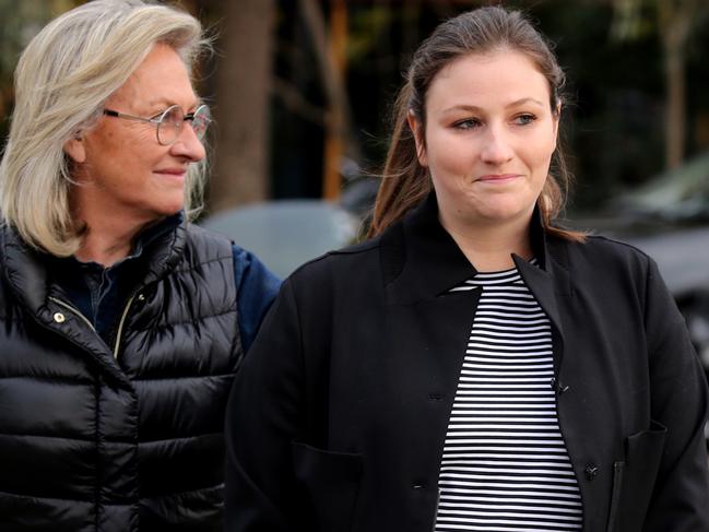 Wran leaving Silverwater Jail supported by her mother Jill in September 2016. Picture: John Grainger