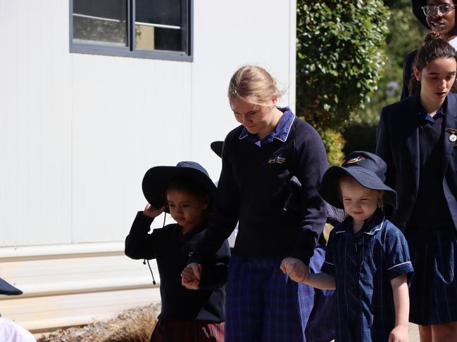 Ballarat Christian College preps started their first morning with Year 12 buddies. Picture: Ballarat Christian College