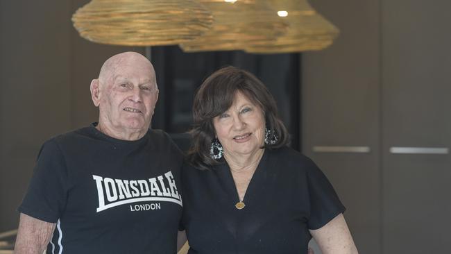 Ray Forrest, 81, with his wife Colleen. Ray had cancer removed from his leg and is being treated under the My Home Hospital program, which will be increased to deal with Covid. Picture: Roy VanDerVegt