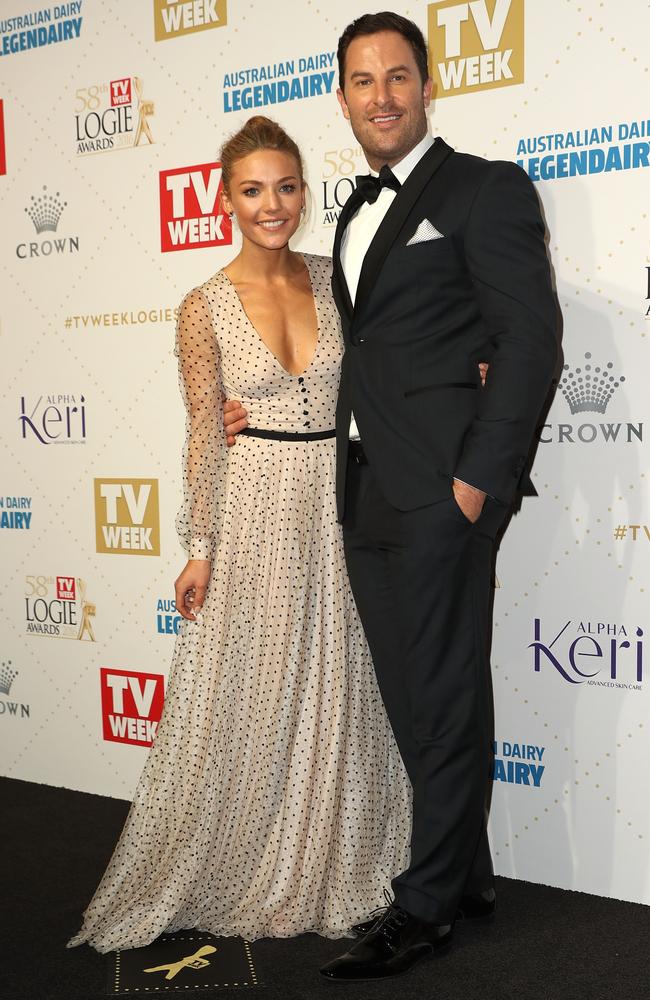 Sam Frost and Sasha Mielczarek arrive at the Logies. Picture: Robert Cianflone/Getty Images
