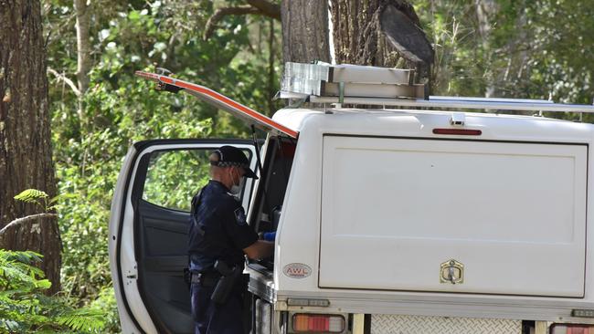 Police comb bushland near the Gympie property where Michael Zanco was shot.