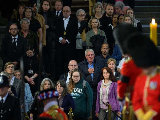 People queue to walk by the Queen’s coffin. Picture: Getty Images